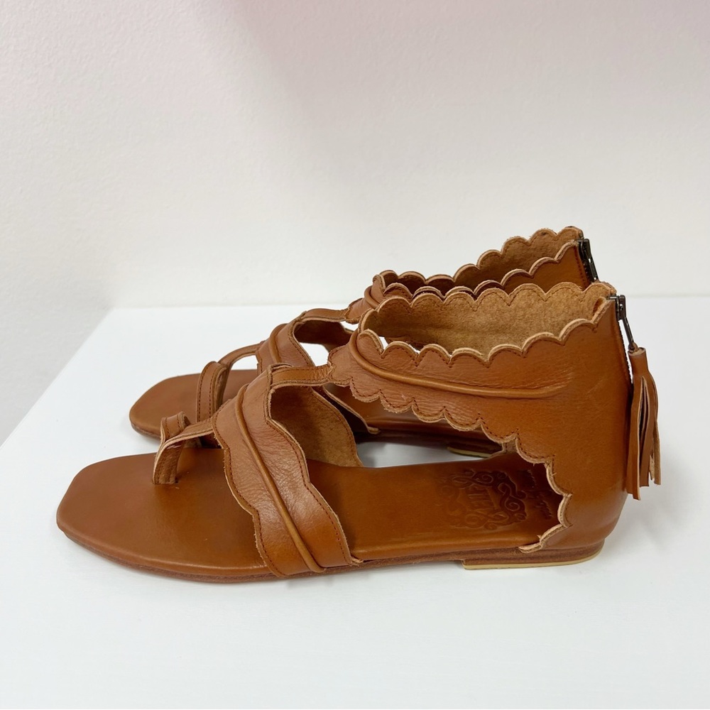 Bali Elf Handmade Leather Sandals‎ Zip Back 9 Gladiator Scallop